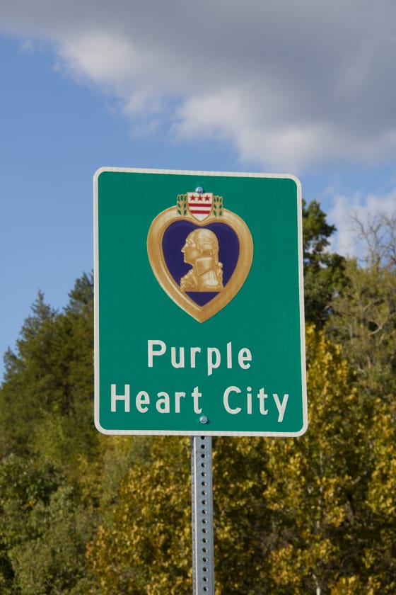 131022 Purple Heart City Sign CU
