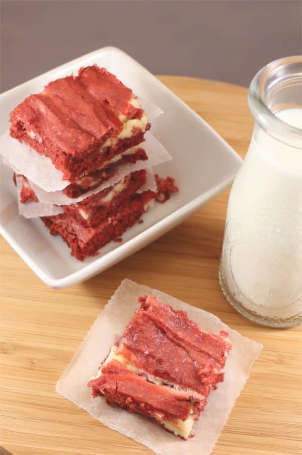 SIX Red Velvet Cheesecake Brownies