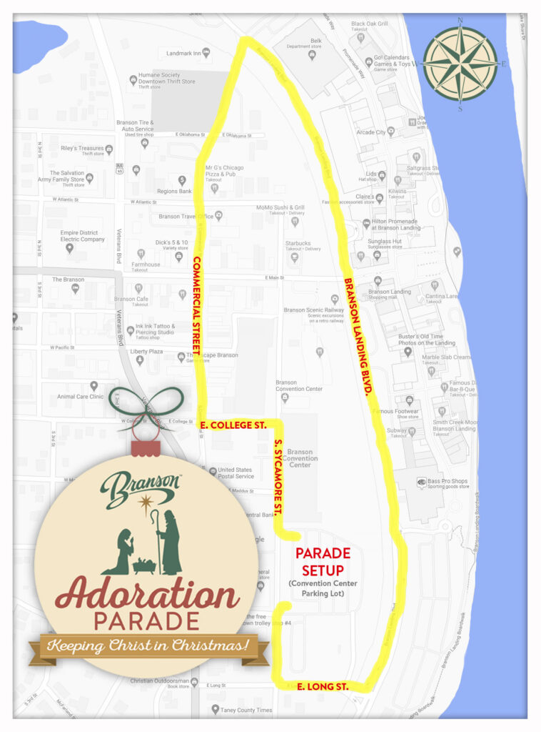 Branson Adoration Parade Route Map